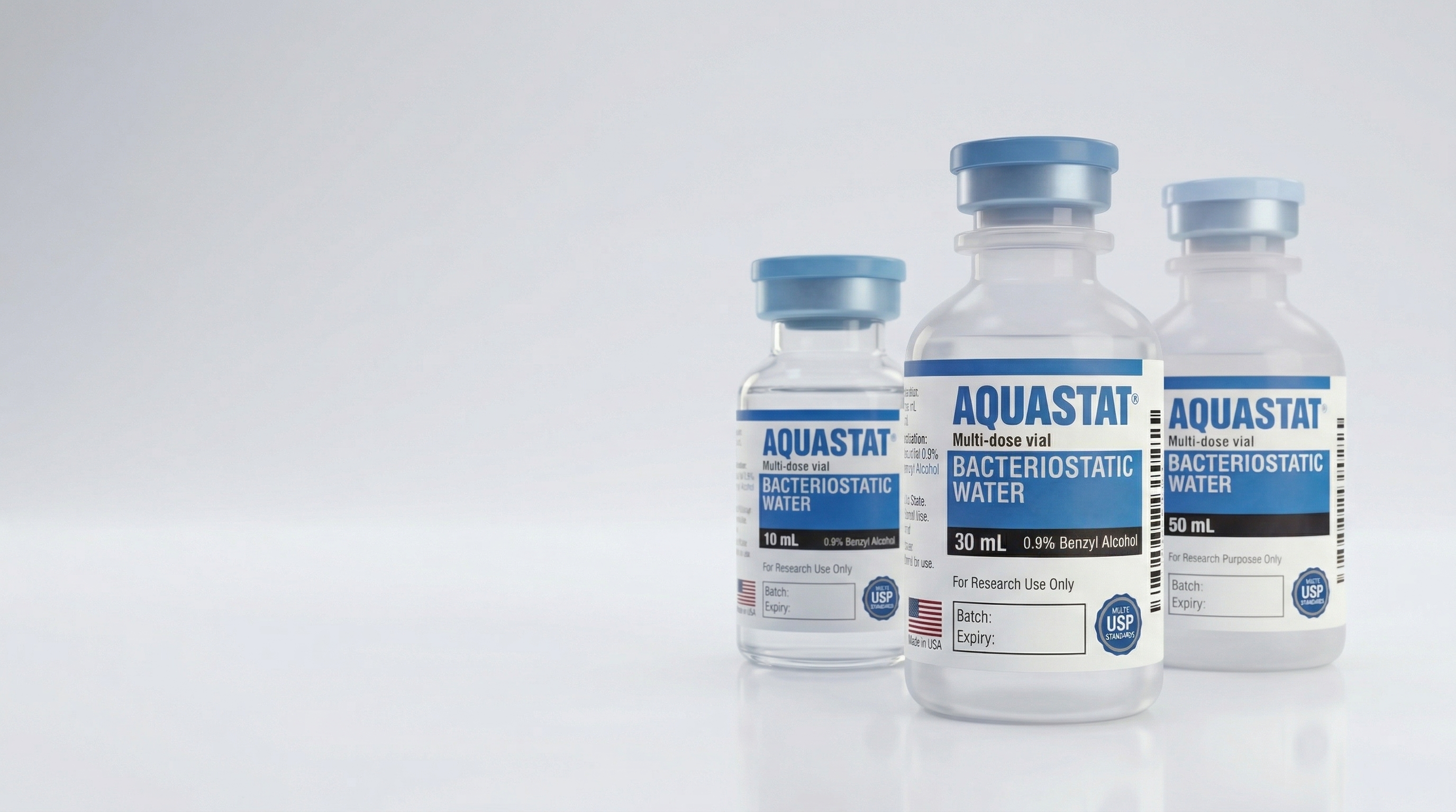 AquaStat BAC Water vials lineup